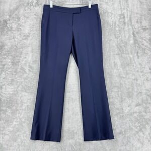 Anne Klein Pants Womens 6 Wool Blend Trouser Straight Leg Career Minimalist Blue